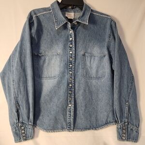 Moda International Blue Denim Button Down Shirt